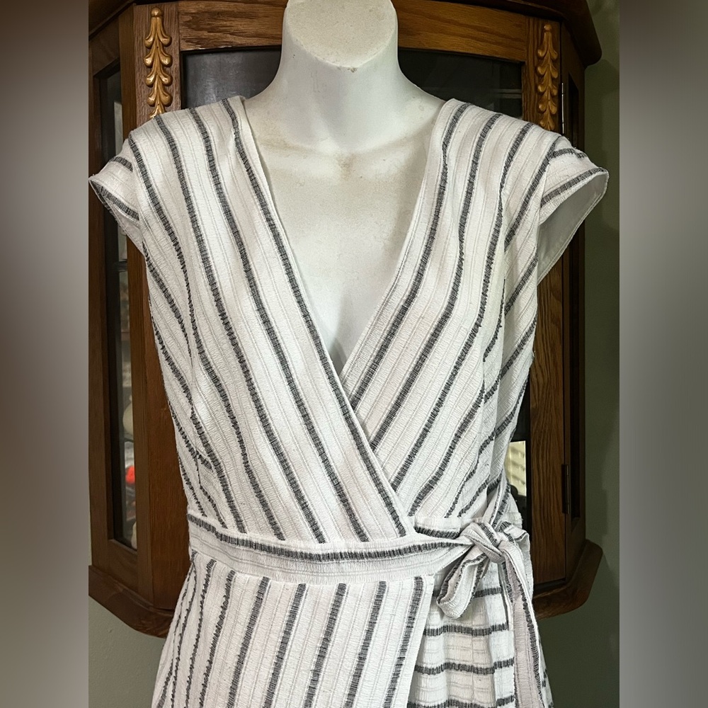 Hutch White and Black Striped Wrap Dress - Picture 2 of 8